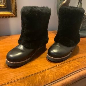 UGG Black Leather Mid Calf Boot